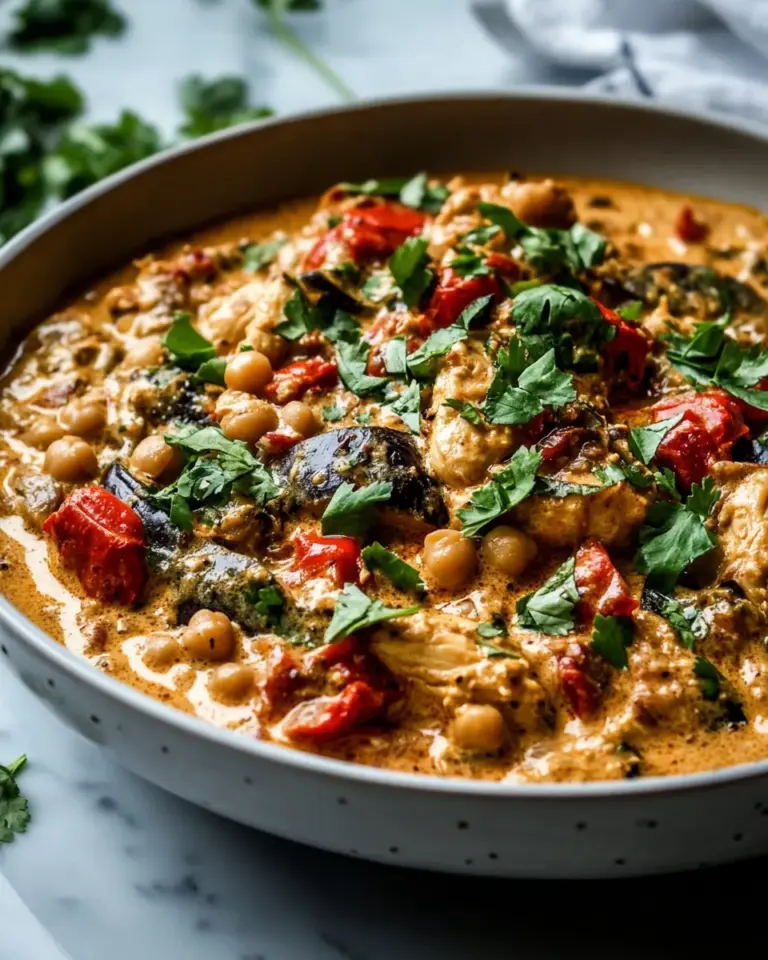 Homemade Simple Almond Chicken, Chickpea and Eggplant Curry. recipe photo