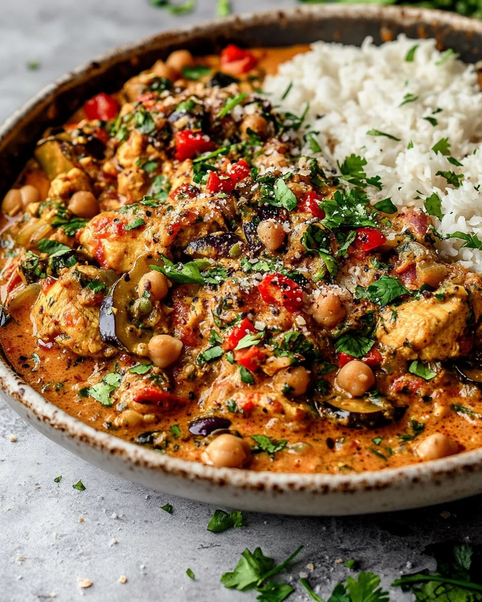 Delicious Simple Almond Chicken, Chickpea and Eggplant Curry. image