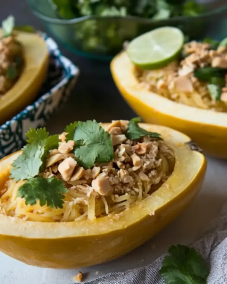 Easy Simple Thai Peanut Spaghetti Squash Boats (3 Ways!) photo