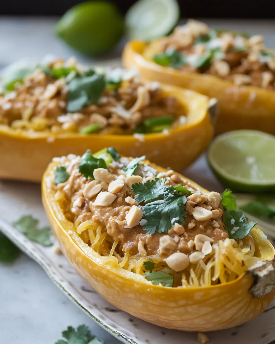 Delicious Simple Thai Peanut Spaghetti Squash Boats (3 Ways!) image