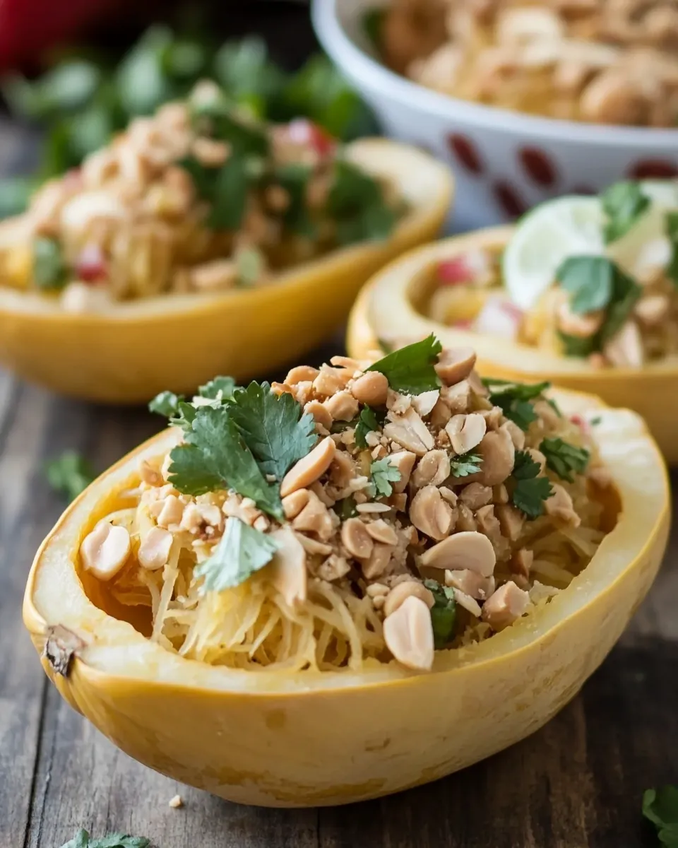 Healthy Simple Thai Peanut Spaghetti Squash Boats (3 Ways!) recipe photo