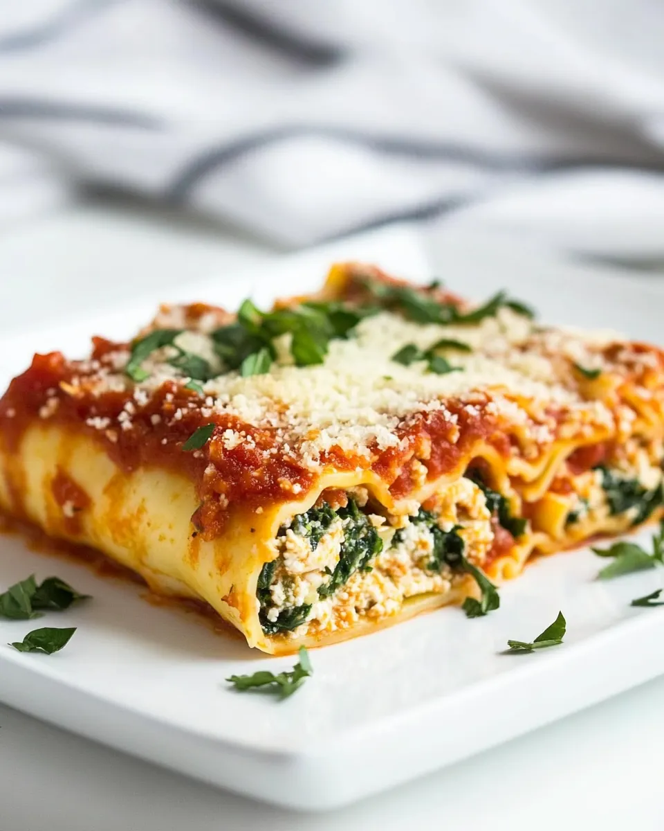 Delicious Skinny Lasagna Rolls shot