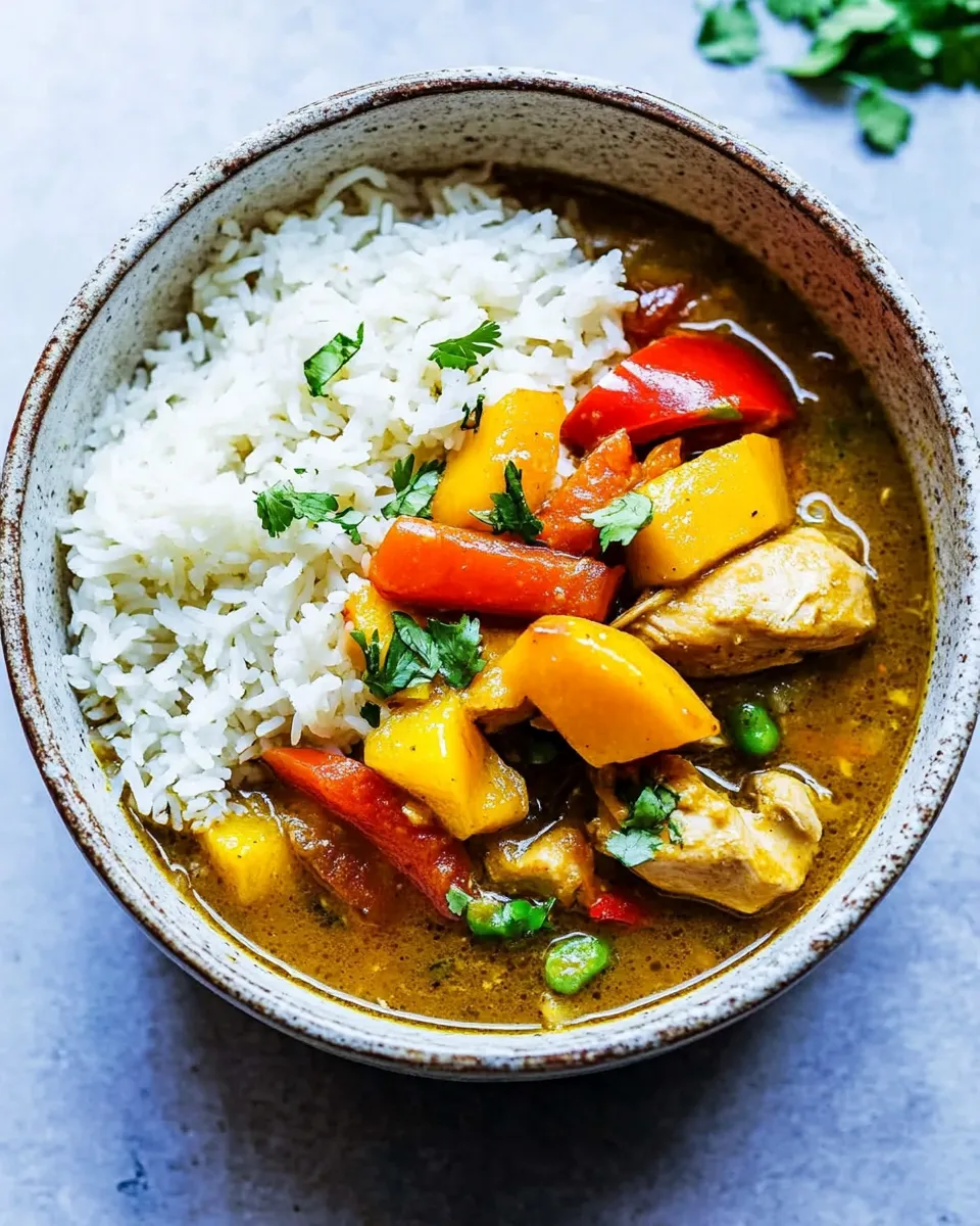 Delicious Slow-Cooker Mango-Chicken Curry plate image