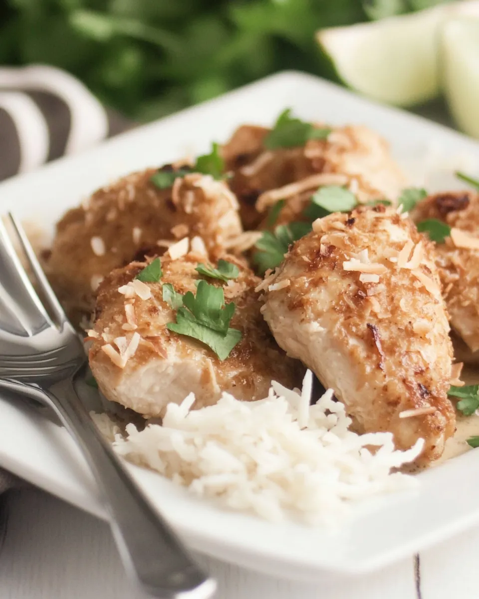 Healthy Slow Cooker Coconut Chicken dish photo