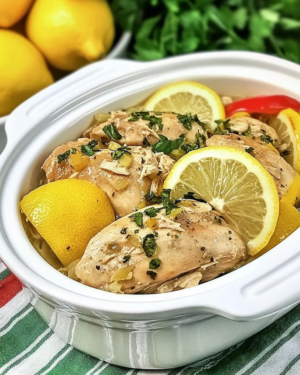 Delicious Slow Cooker Lemon Chicken shot
