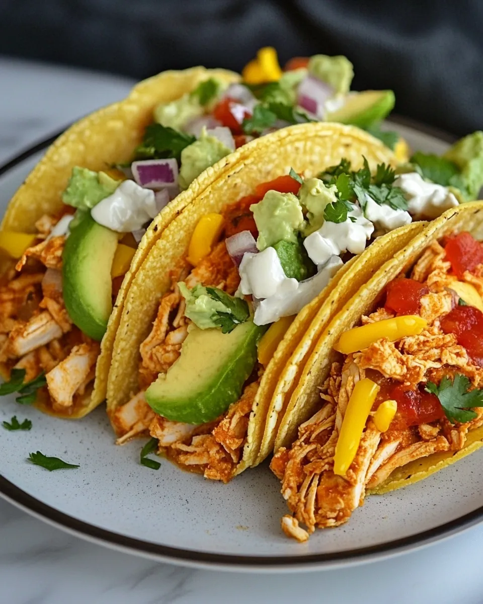 Healthy Slow Cooker Protein Chicken Tacos dish photo