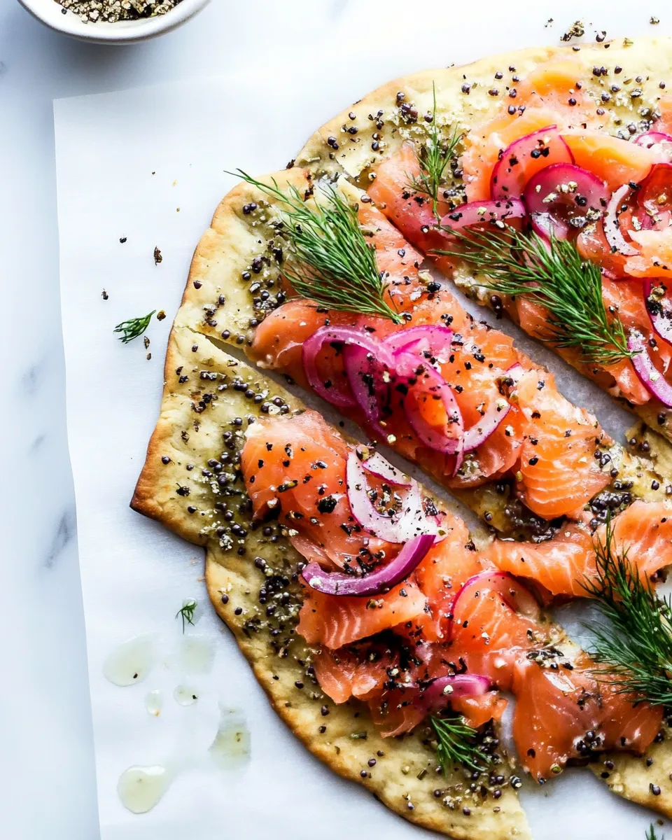 Easy Smoked Salmon Breakfast Flatbread food shot