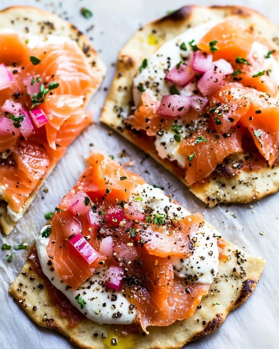 Delicious Smoked Salmon Breakfast Flatbread plate image