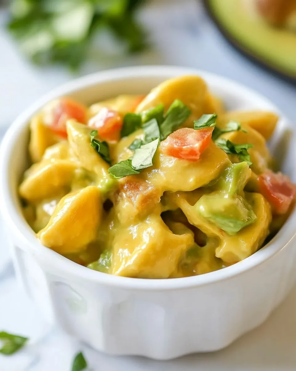 Delicious Smoky Avocado Shells and Cheese shot
