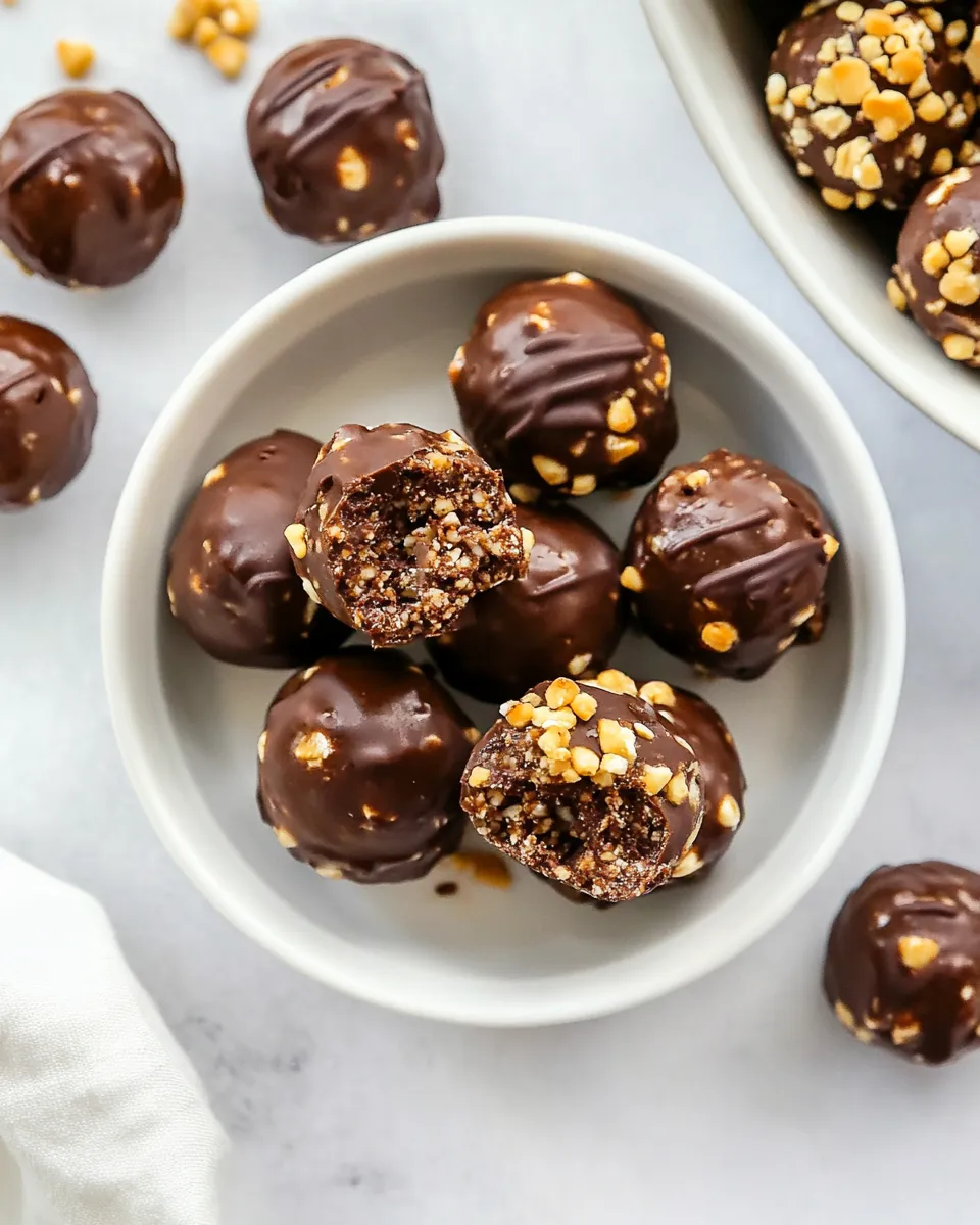 Easy Snickers Protein Balls food shot