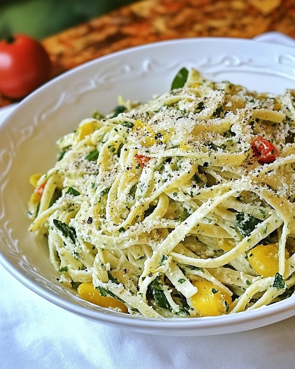 Delicious Souper Salad Fettuccine Salad shot