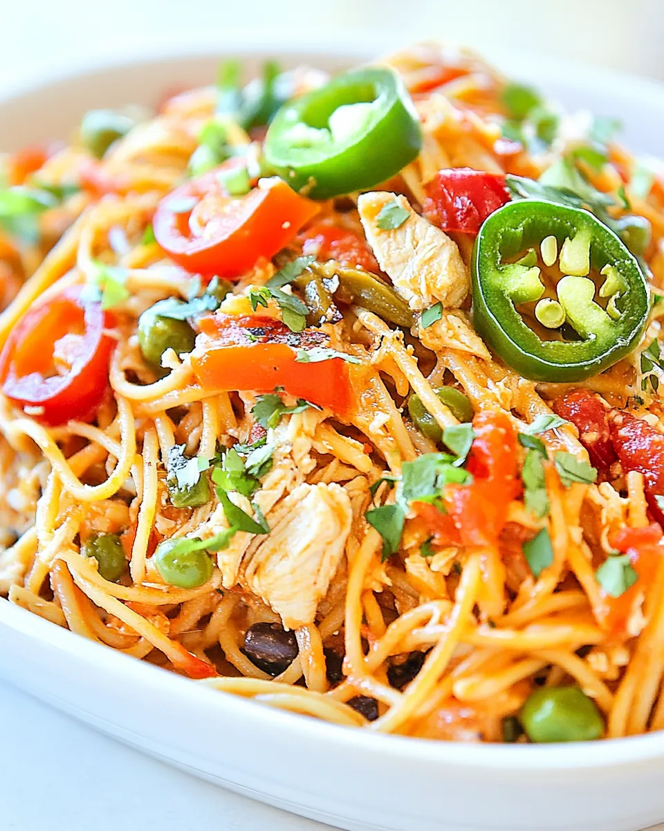 Delicious Southwestern Chicken Spaghetti shot