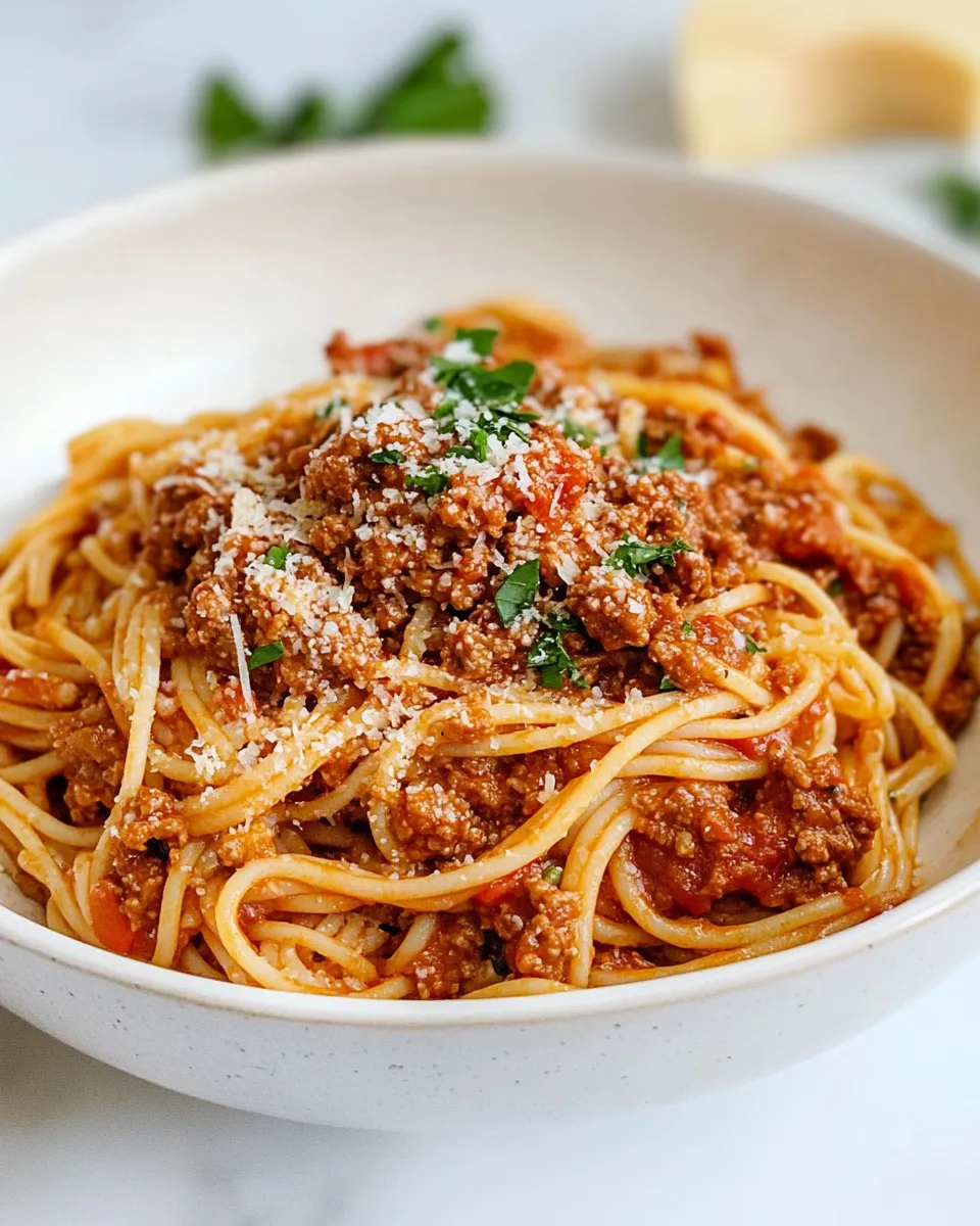 Delicious Spaghetti Bolognese food shot