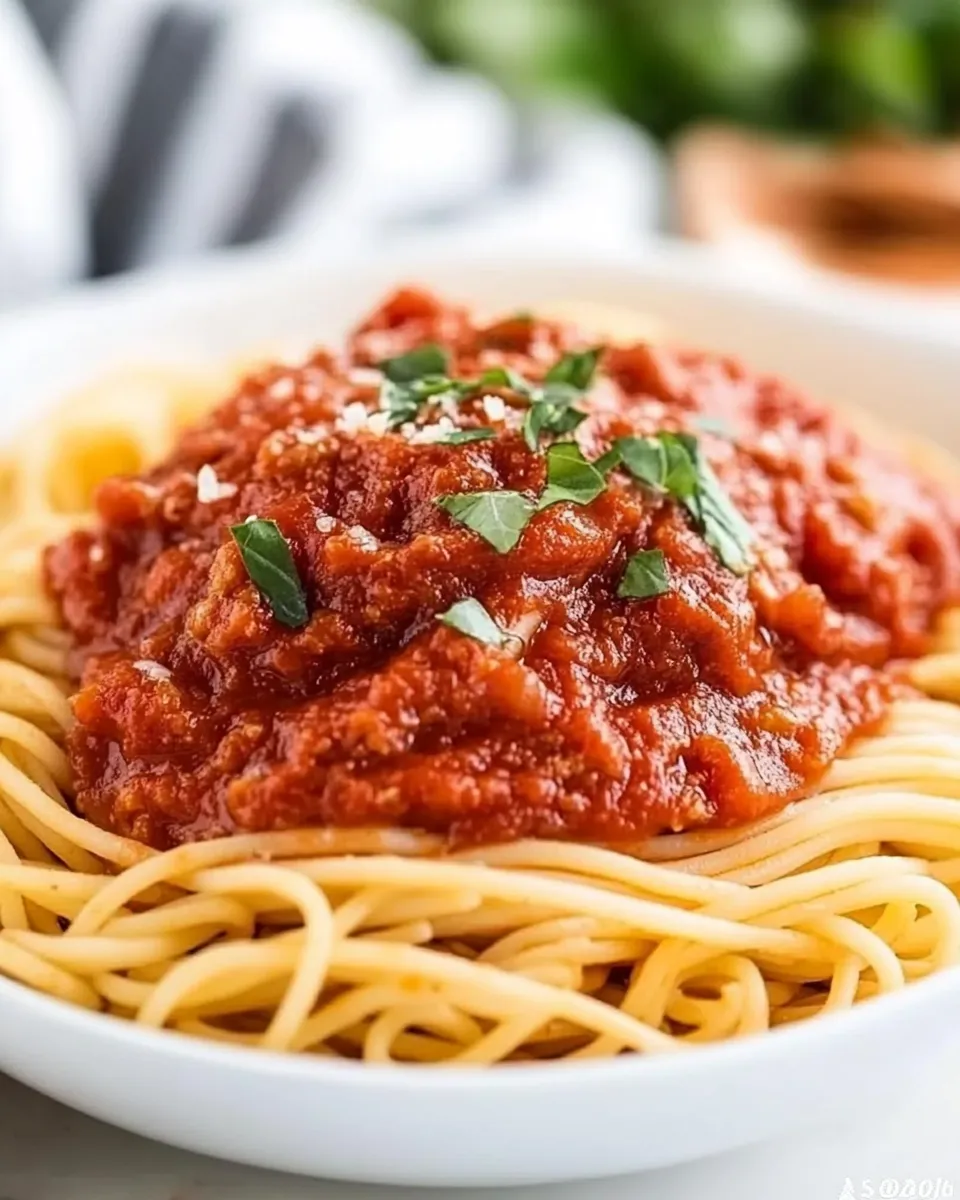 Delicious Spaghetti Marinara shot