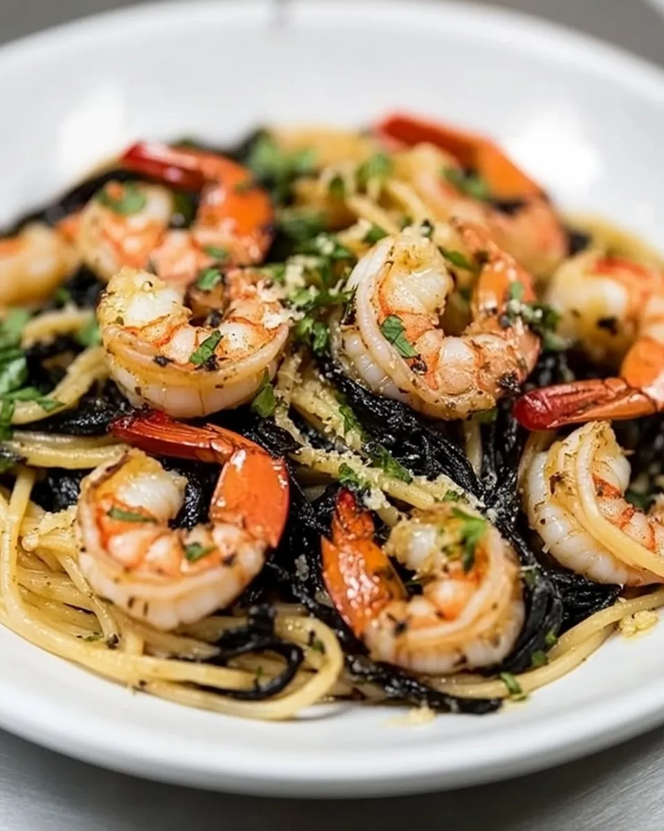 Best Spaghetti Nero with Garlic Shrimp shot