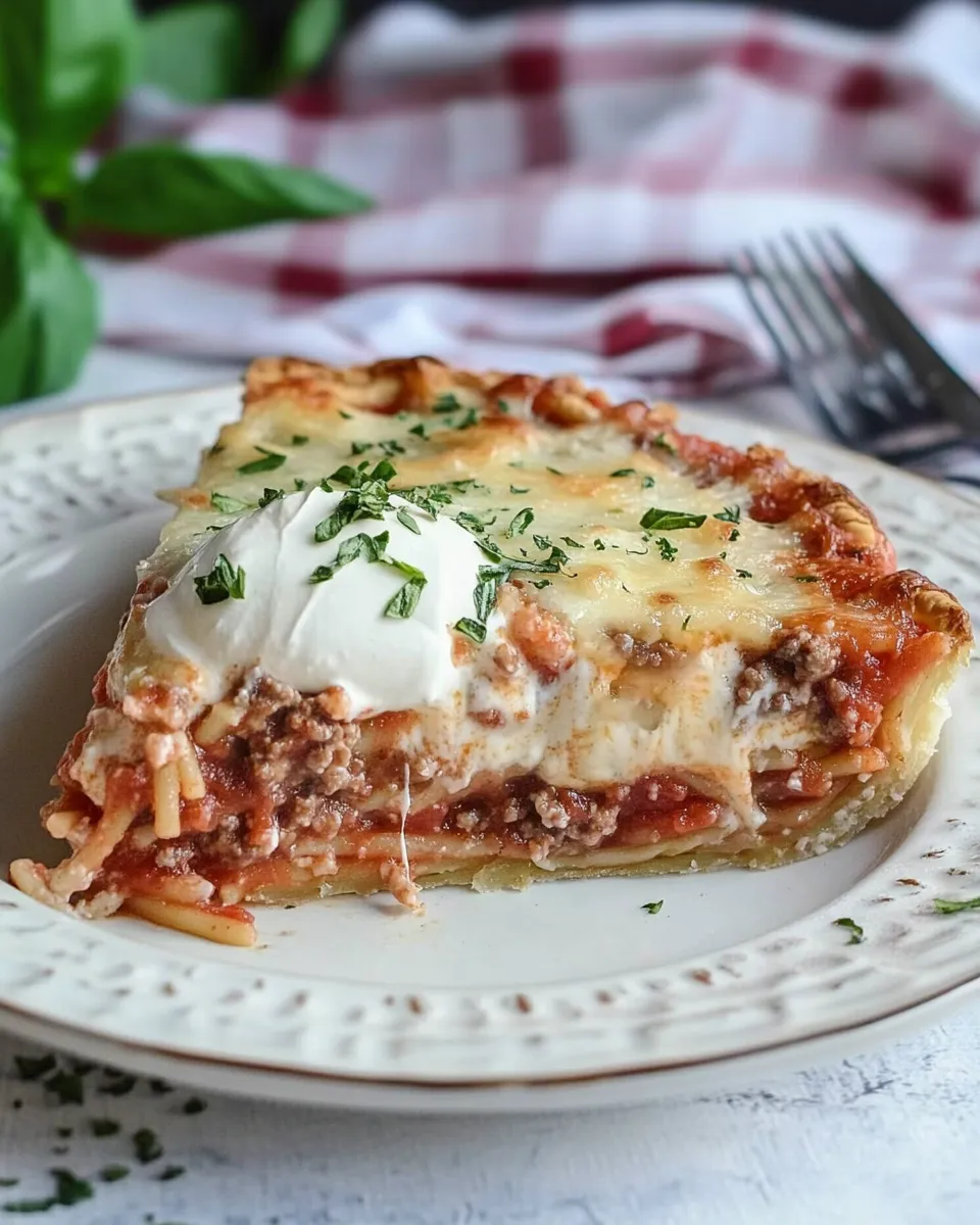 Classic Spaghetti Pie with Sour Cream image