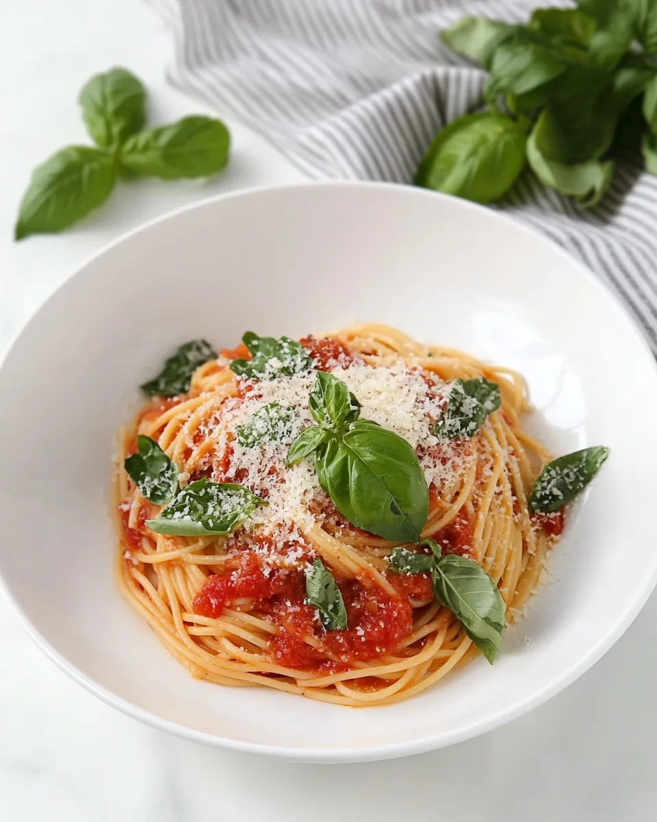 Delicious Spaghetti Pomodoro shot