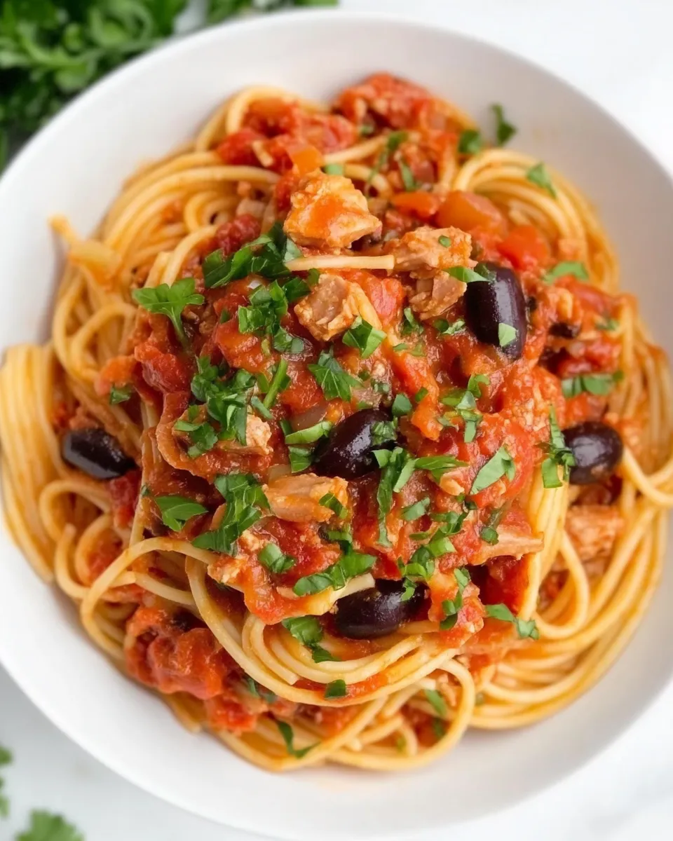 Homemade Spaghetti Tuna Puttanesca photo