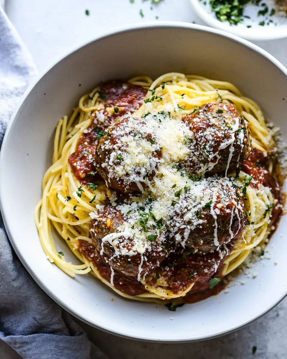 Delicious Spaghetti and Meatballs. food shot