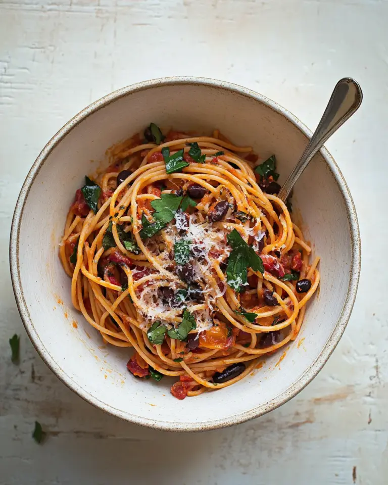 Homemade Spaghetti puttanesca recipe photo