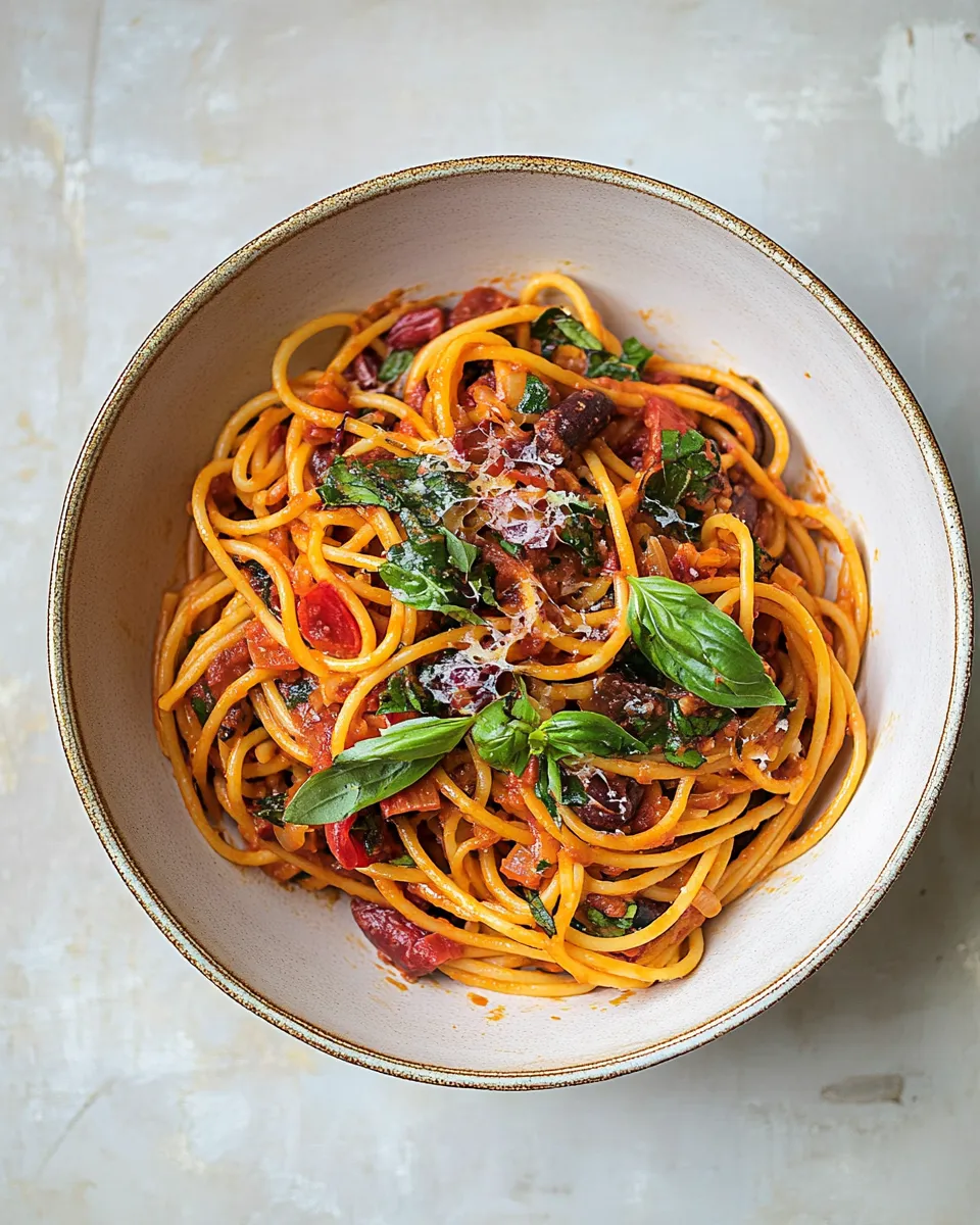 Classic Spaghetti puttanesca recipe image