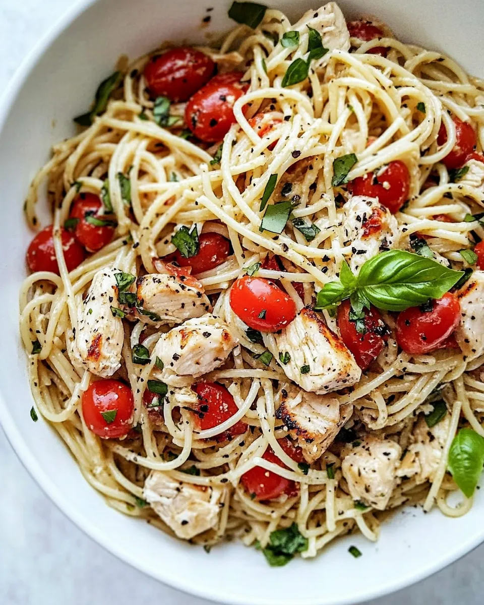 Easy Spaghetti with Chicken and Grape Tomatoes photo