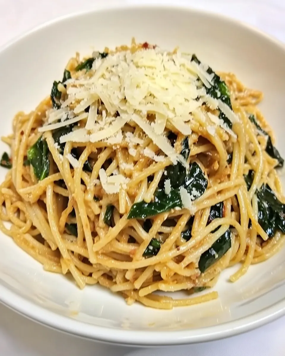 Classic Spaghetti with Garlic, Chard, and Cheese image