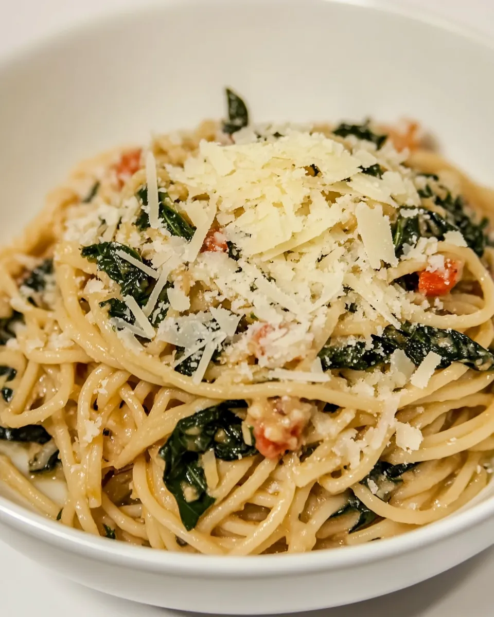 Easy Spaghetti with Garlic, Chard, and Cheese recipe photo