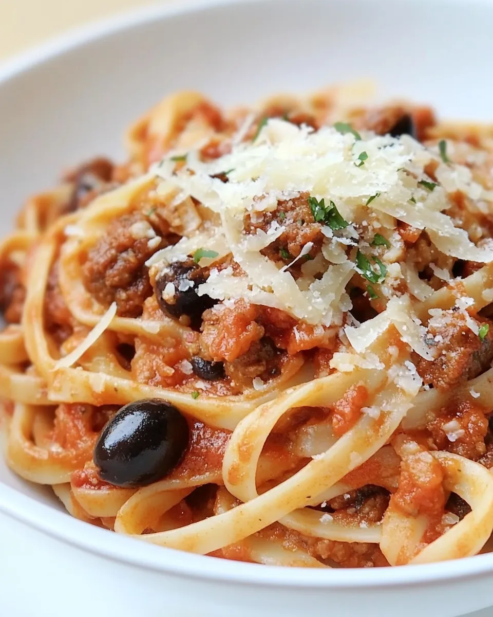 Classic Spaghetti with Italian Sausage and Olives image