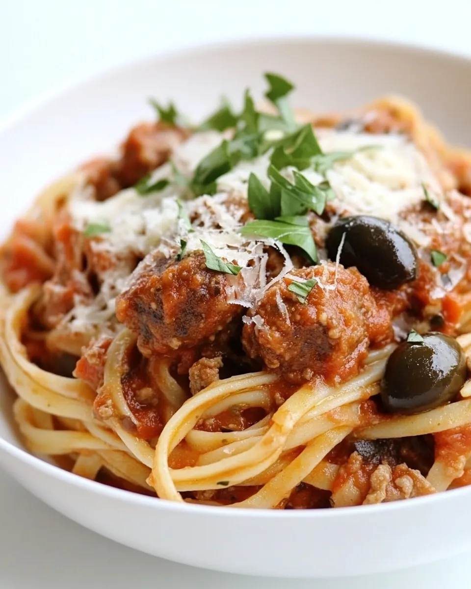 Easy Spaghetti with Italian Sausage and Olives recipe photo