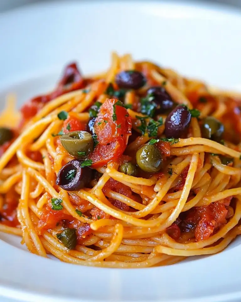 Homemade Spaghetti with Tomatoes, Olives & Capers photo