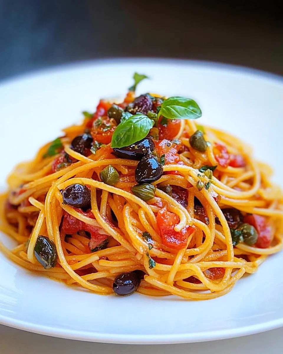 Classic Spaghetti with Tomatoes, Olives & Capers image