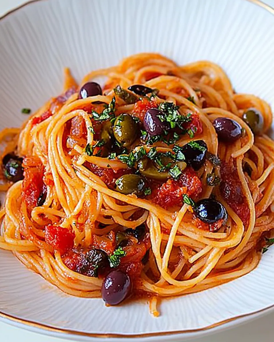 Easy Spaghetti with Tomatoes, Olives & Capers recipe photo