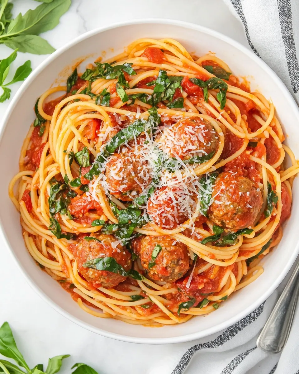 Homemade Spaghetti with Turkey Meatballs in Spicy Tomato Sauce photo