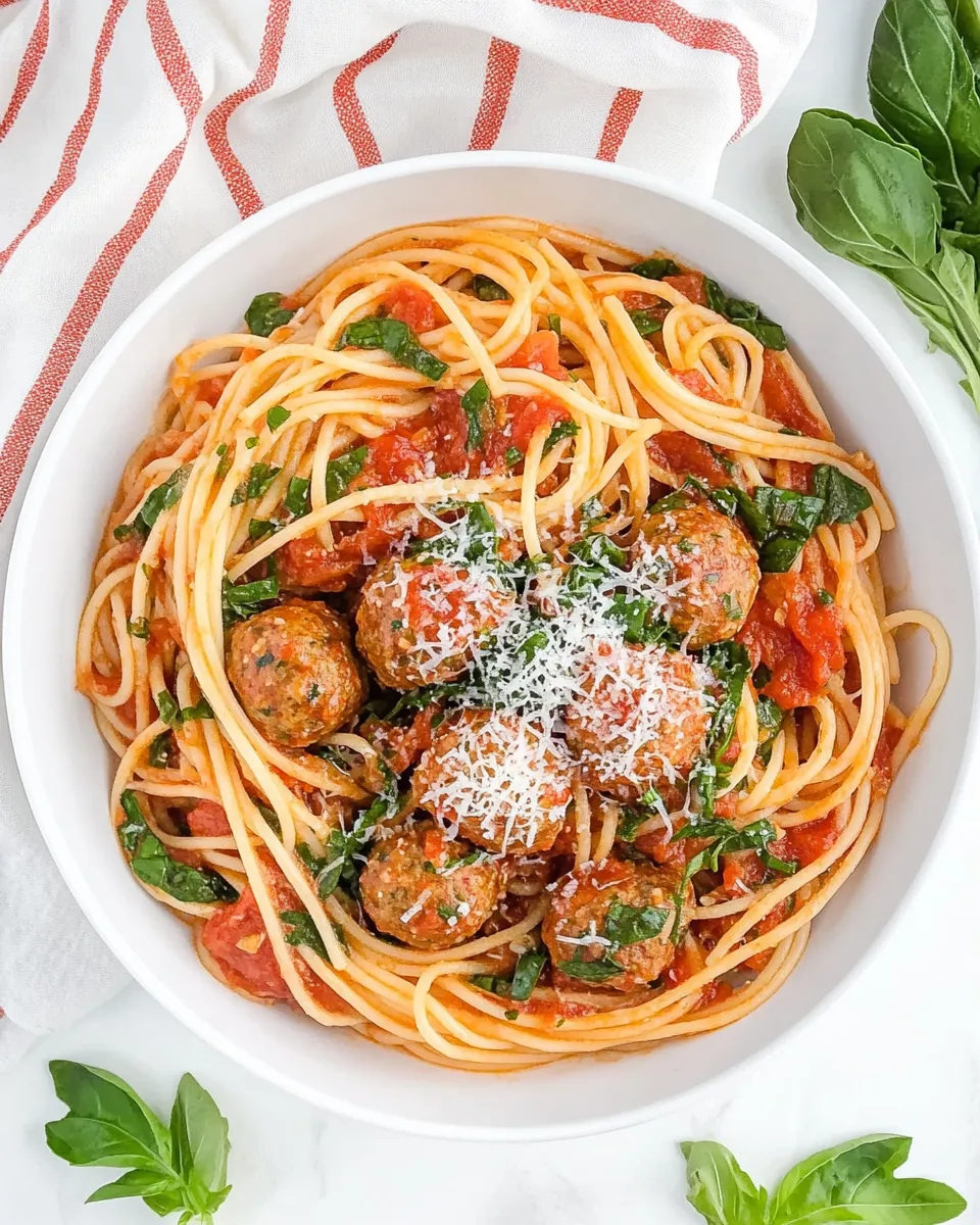 Classic Spaghetti with Turkey Meatballs in Spicy Tomato Sauce image