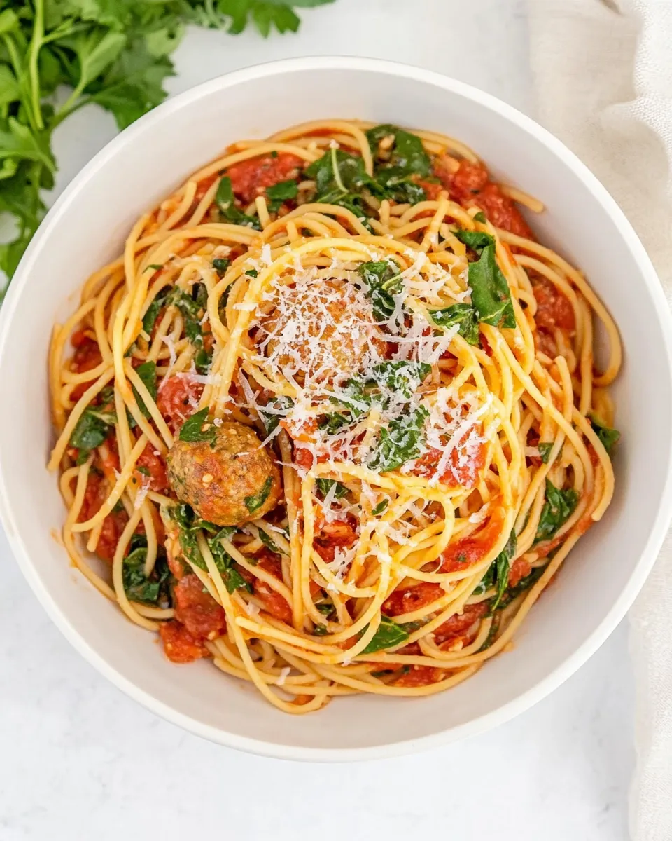 Easy Spaghetti with Turkey Meatballs in Spicy Tomato Sauce recipe photo