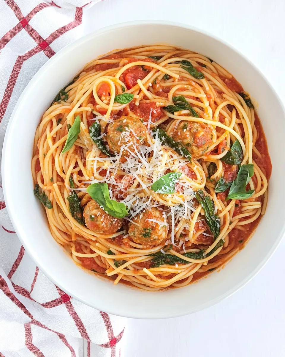 Delicious Spaghetti with Turkey Meatballs in Spicy Tomato Sauce dish photo