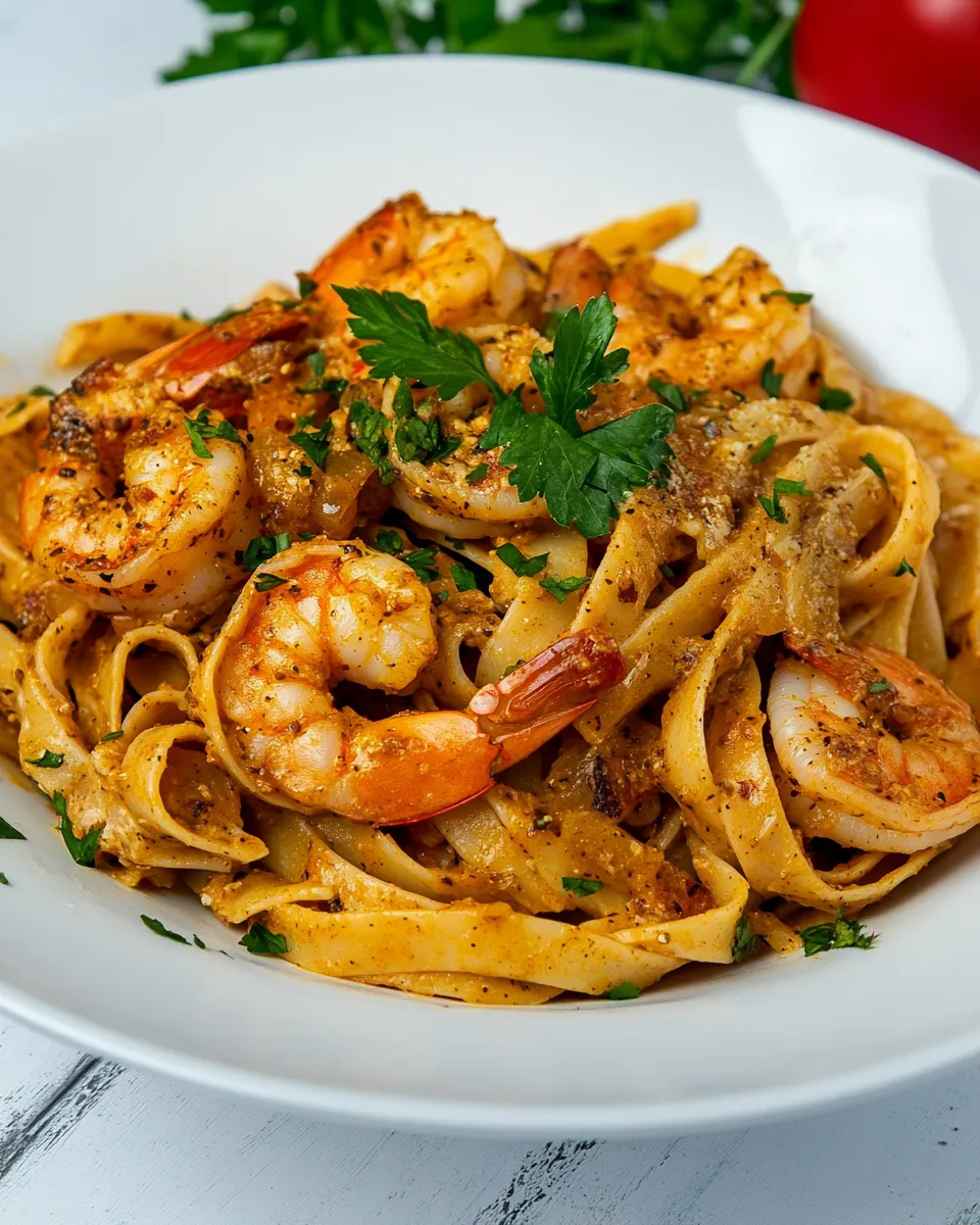 Delicious Spicy Cajun Shrimp Pasta image