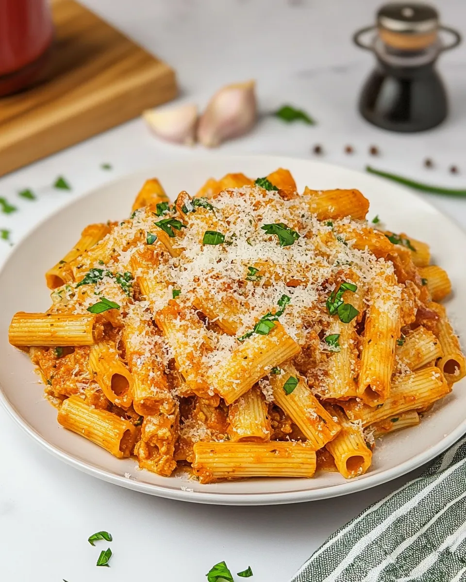Quick Spicy Chicken Rigatoni shot