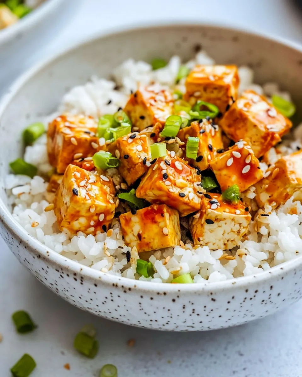 Homemade Spicy Sriracha Tofu Rice Bowls (Air Fryer or Oven) recipe photo