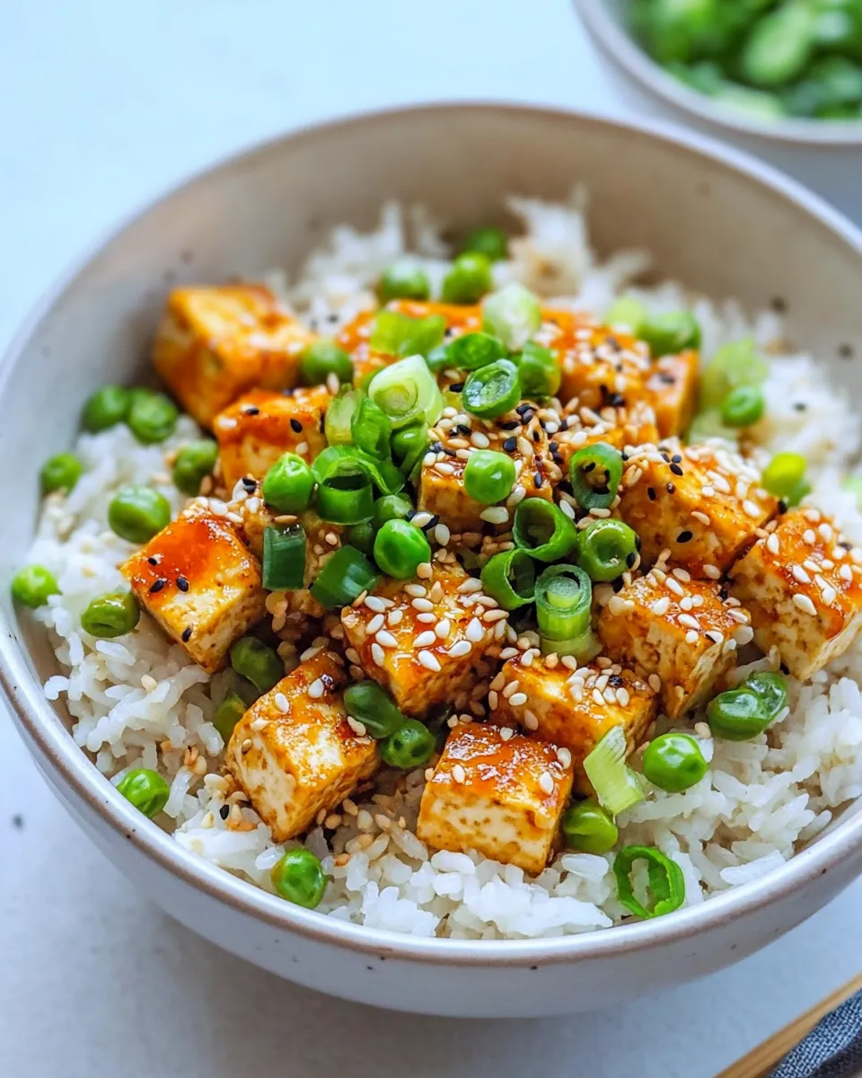 Easy Spicy Sriracha Tofu Rice Bowls (Air Fryer or Oven) dish photo
