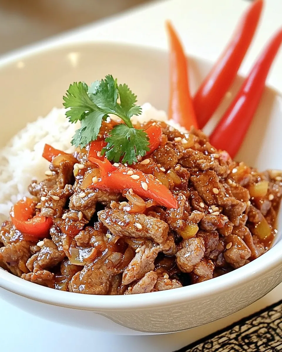 Classic Spicy Thai Beef and Jasmine Rice dish photo