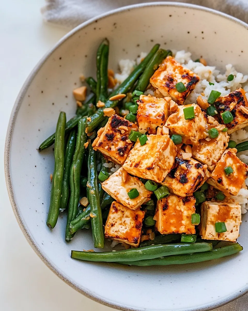 Easy Spicy & Crispy Peanut Tofu with Green Beans recipe image