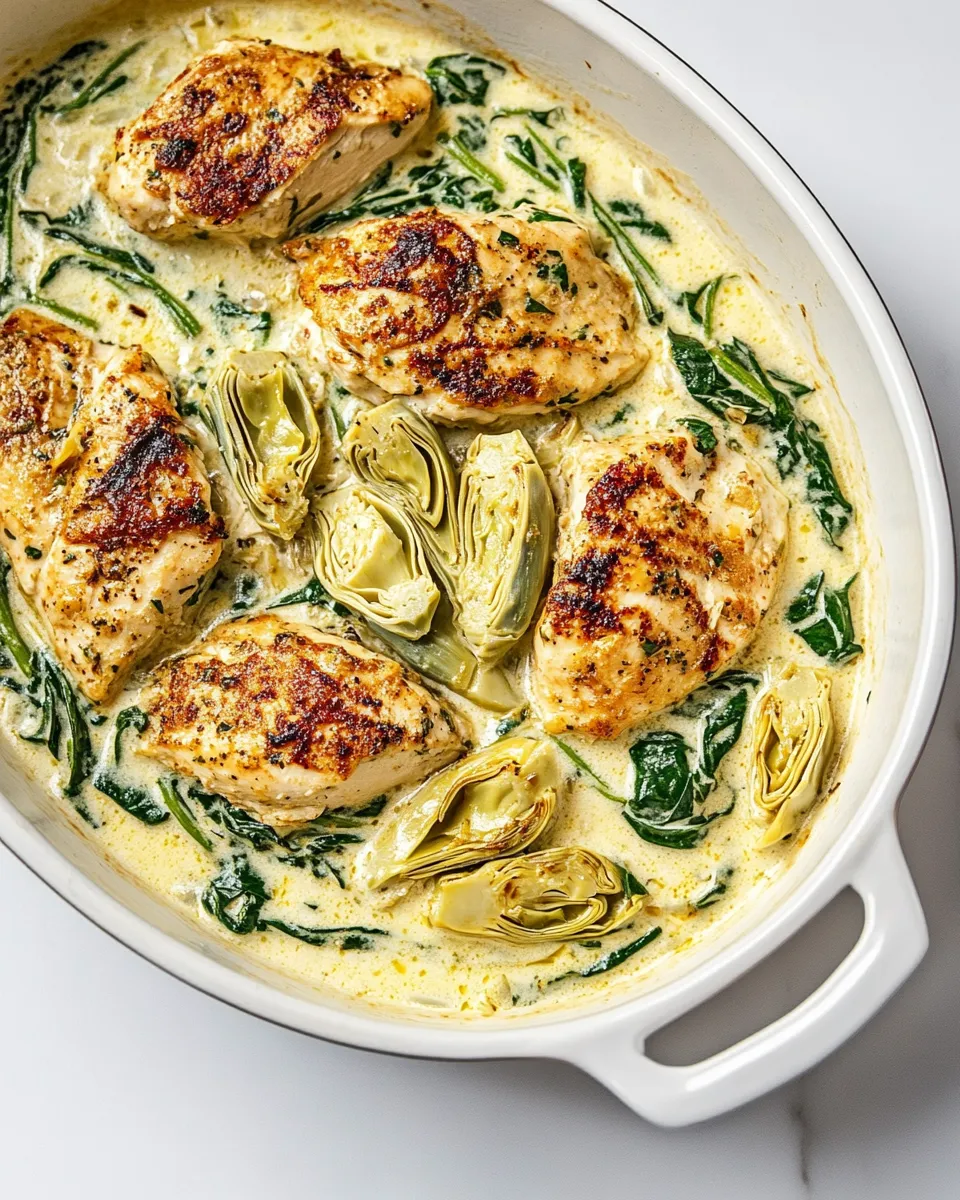 Delicious Spinach Artichoke Chicken shot