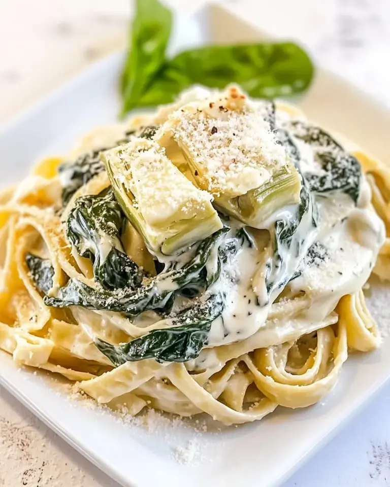 Homemade Spinach Artichoke Fettuccine Alfredo photo
