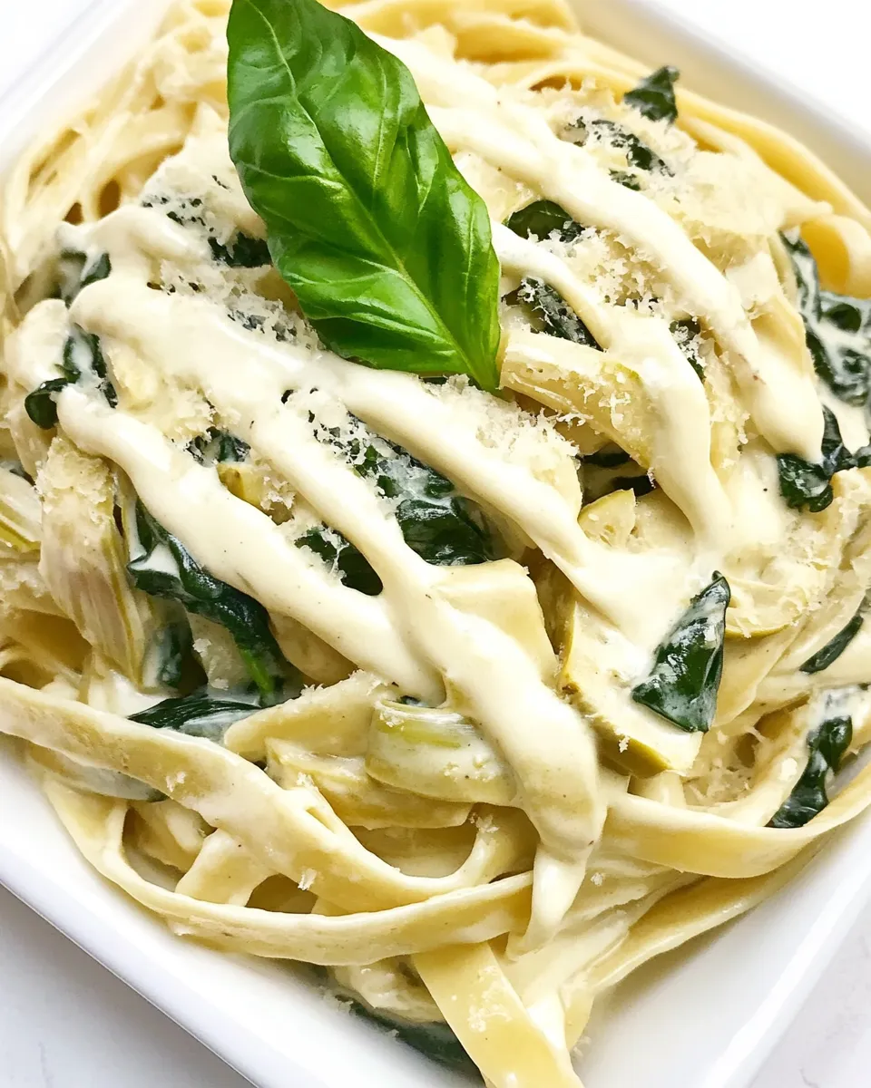 Delicious Spinach Artichoke Fettuccine Alfredo image
