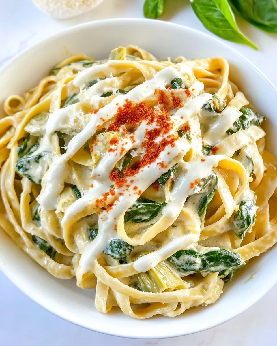 Classic Spinach Artichoke Fettuccine Alfredo recipe photo
