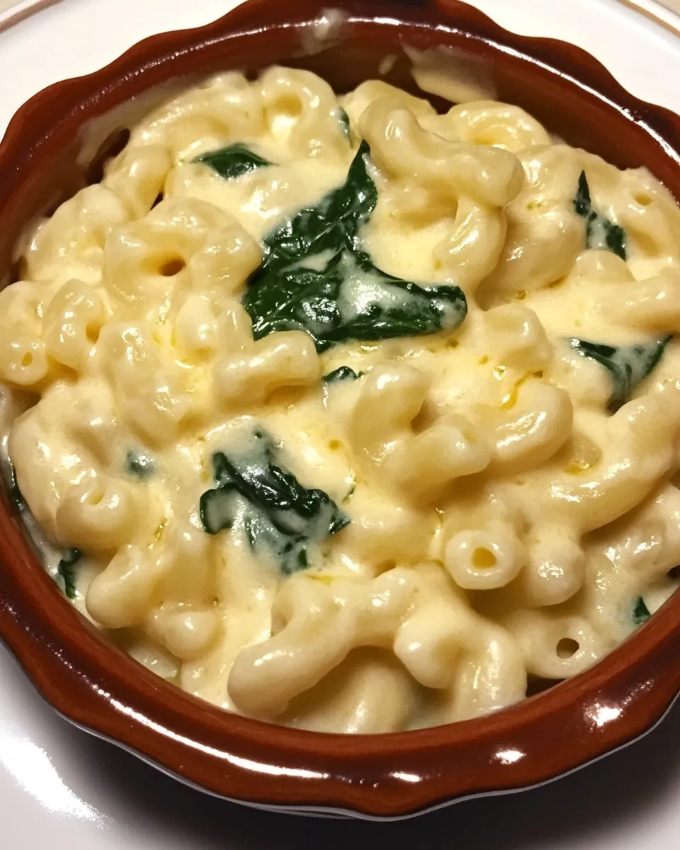 Delicious Spinach Macaroni and Cheese shot