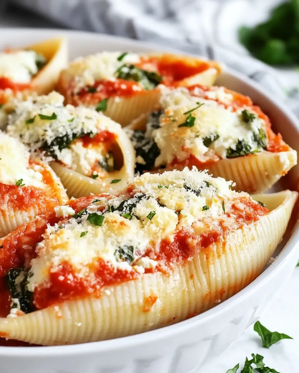 Savory Spinach Ricotta Stuffed Shells shot