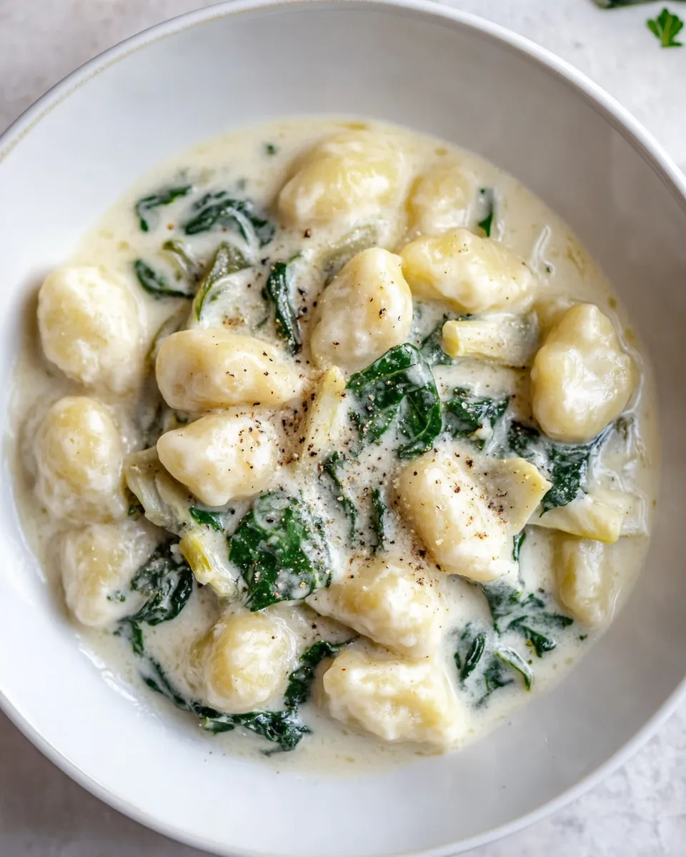 Healthy Spinach and Artichoke Gnocchi dish photo
